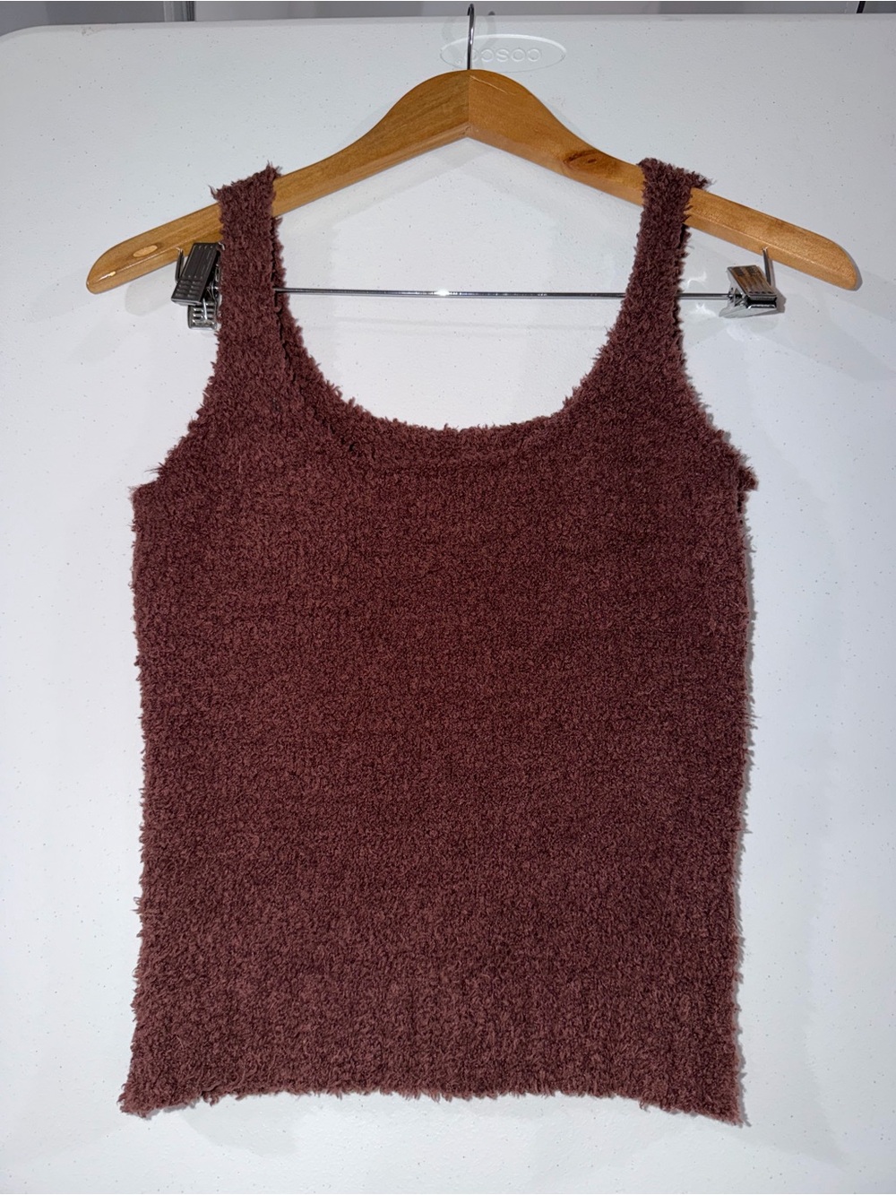 SKIMS Plush Fuzzy Tank Top in Chocolate
